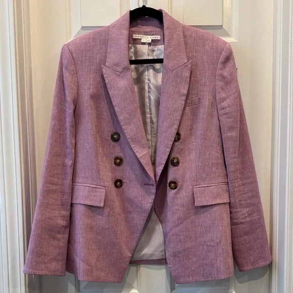 VERONICA BEARD Lonny Dickey Jacket in Heathered Orchard size 16 linen blazer - Picture 2 of 10